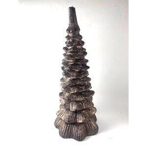 Antique Style Gold Black Wax Christmas Tree Figural Candle